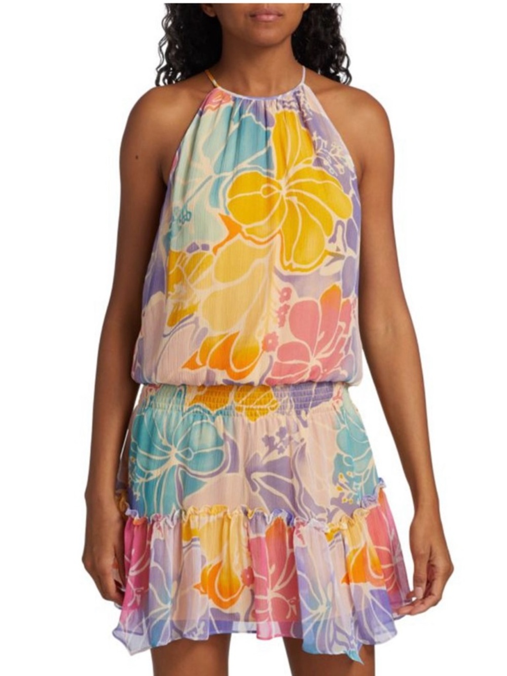 Ramy Brook Kourtney Halter
Neck Floral Mini Dress Pale
Lavender Women's XL